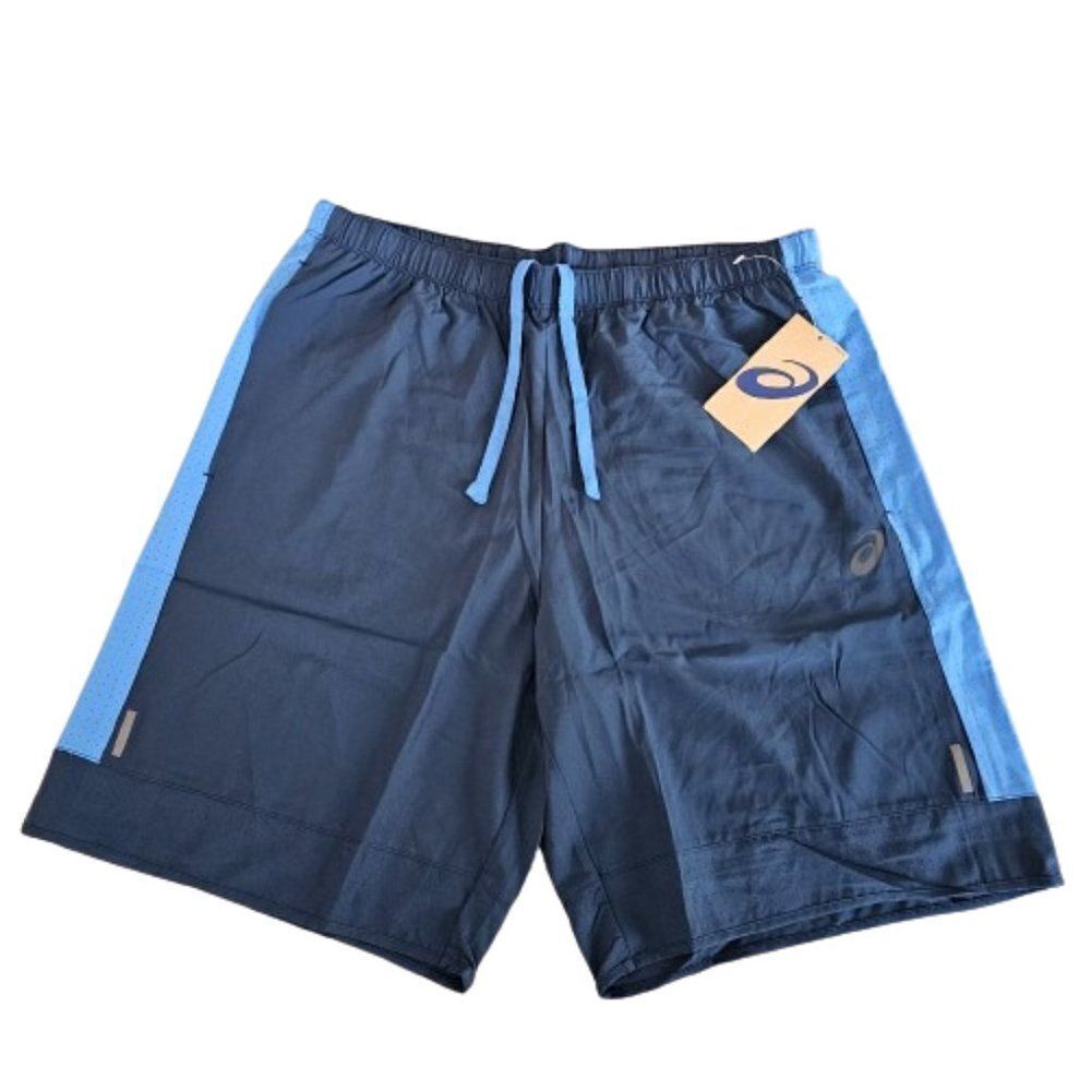 Asics Men's Navy Blue 9" Flat Front Training Shorts Size Large